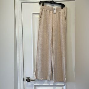 Lou & Grey Loft Wide Leg Pants Elastic Soft Heathered Cream Small Pull On NEW